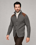 Arthur | Men’s Knit Blazer | Cardigan Jacket with Contrast Shoulder Panels and Patch Pockets-Men Blazers-Ellegamo