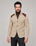 Arthur | Men’s Knit Blazer | Cardigan Jacket with Contrast Shoulder Panels and Patch Pockets-Men Blazers-Ellegamo