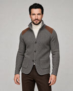 Arthur | Men’s Knit Blazer | Cardigan Jacket with Contrast Shoulder Panels and Patch Pockets-Men Blazers-Ellegamo