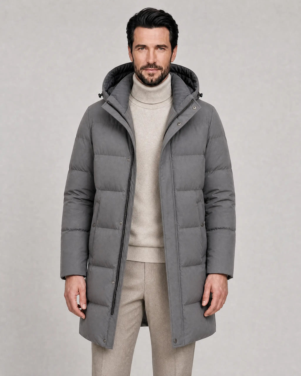 Charles | Men’s Winter Parka Coat | Long Puffer Coat with Adjustable Hood and Zip Front-Men's Parka-Ellegamo