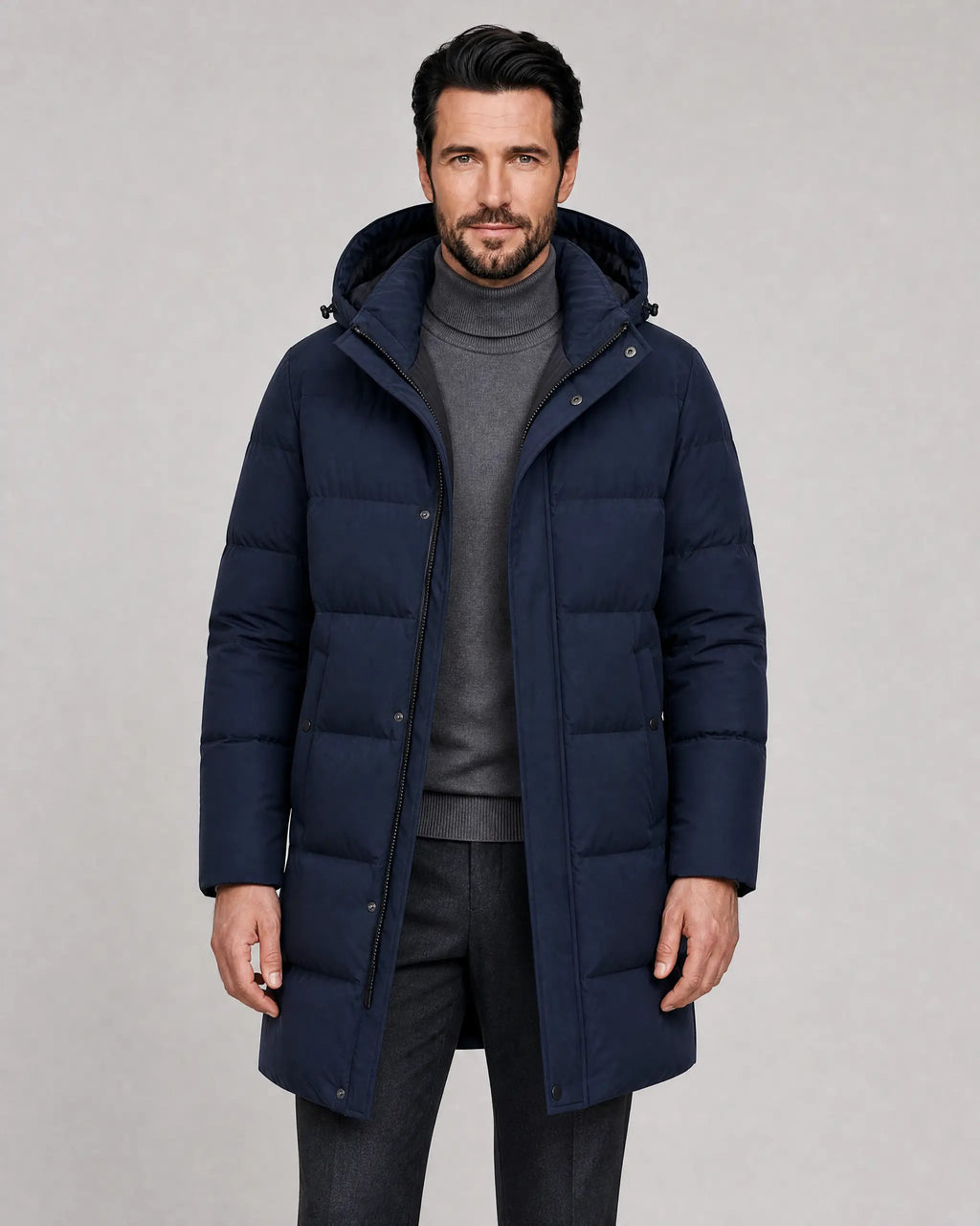 Charles | Men’s Winter Parka Coat | Long Puffer Coat with Adjustable Hood and Zip Front-Men's Parka-Ellegamo