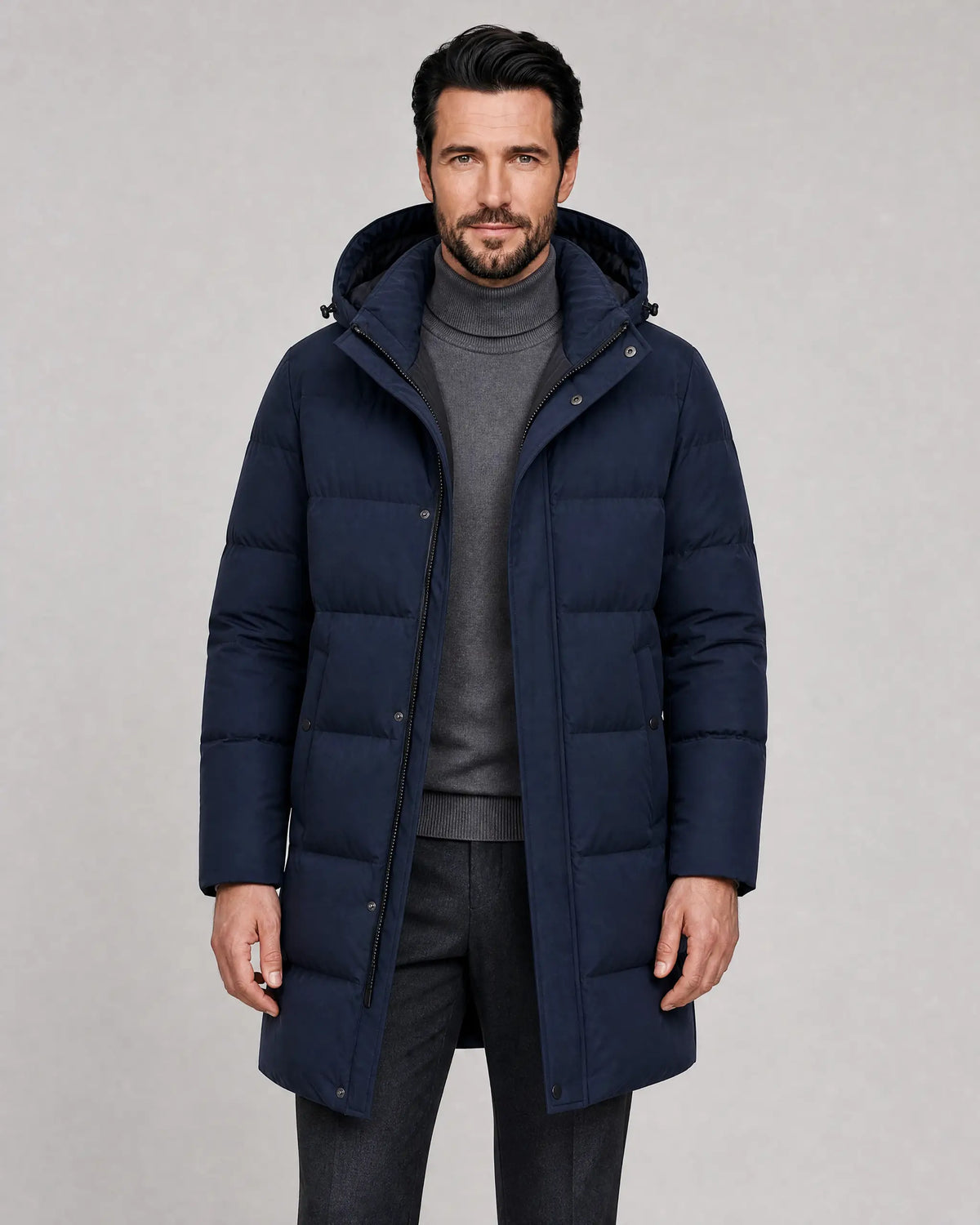 Charles | Men’s Winter Parka Coat | Long Puffer Coat with Adjustable Hood and Zip Front-Men's Parka-Ellegamo