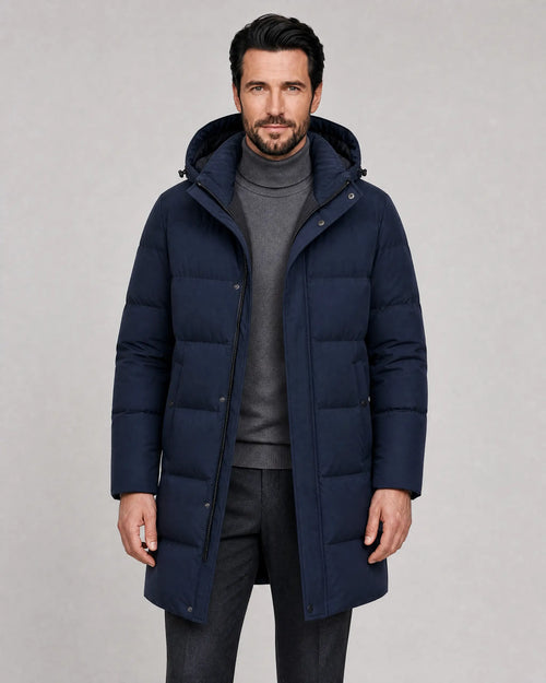 Charles | Men’s Winter Parka Coat | Long Puffer Coat with Adjustable Hood and Zip Front-Men's Parka-Ellegamo