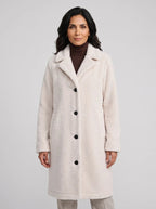 Charlotte | Women’s Long Teddy Fleece Coat | Notched Lapels and Button Fastening-Women's Coats & Jackets-Ellegamo