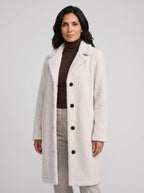 Charlotte | Women’s Long Teddy Fleece Coat | Notched Lapels and Button Fastening-Women's Coats & Jackets-Ellegamo