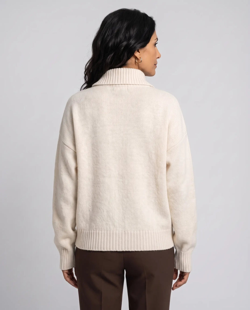 Clara | Women’s Zip-Up Knitted Cardigan | Knit Jacket with Funnel Neck and Front Pockets-Women's Sweater-Ellegamo