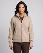 Clara | Women’s Zip-Up Knitted Cardigan | Knit Jacket with Funnel Neck and Front Pockets-Women's Sweater-Ellegamo