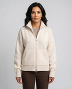 Clara | Women’s Zip-Up Knitted Cardigan | Knit Jacket with Funnel Neck and Front Pockets-Women's Sweater-Ellegamo