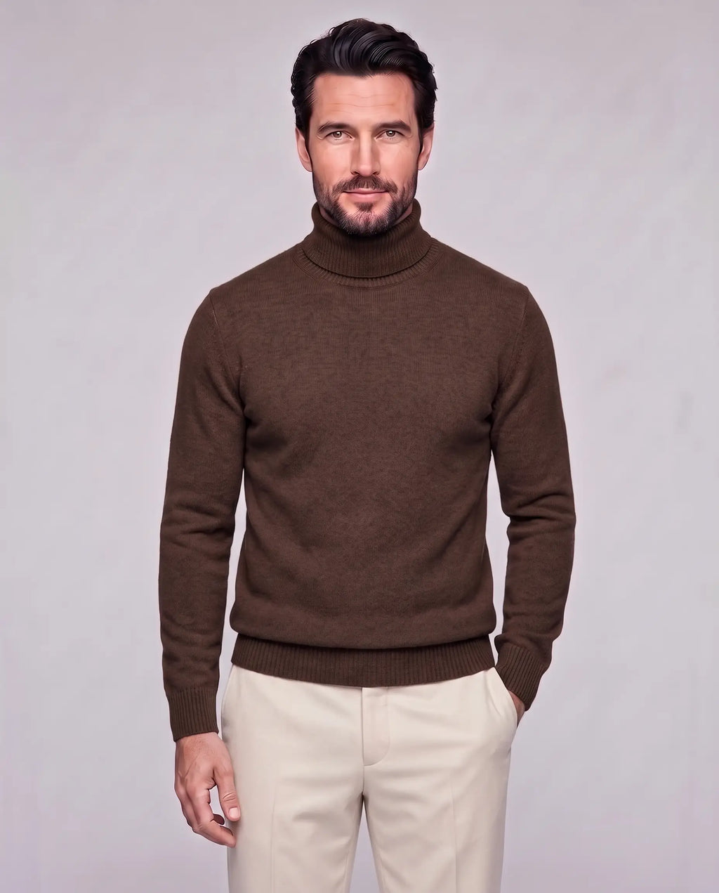 Edward | Men’s Knit Turtleneck Sweater | Roll Neck Jumper with Long Sleeves and Ribbed Cuffs-Men's Sweaters-Ellegamo