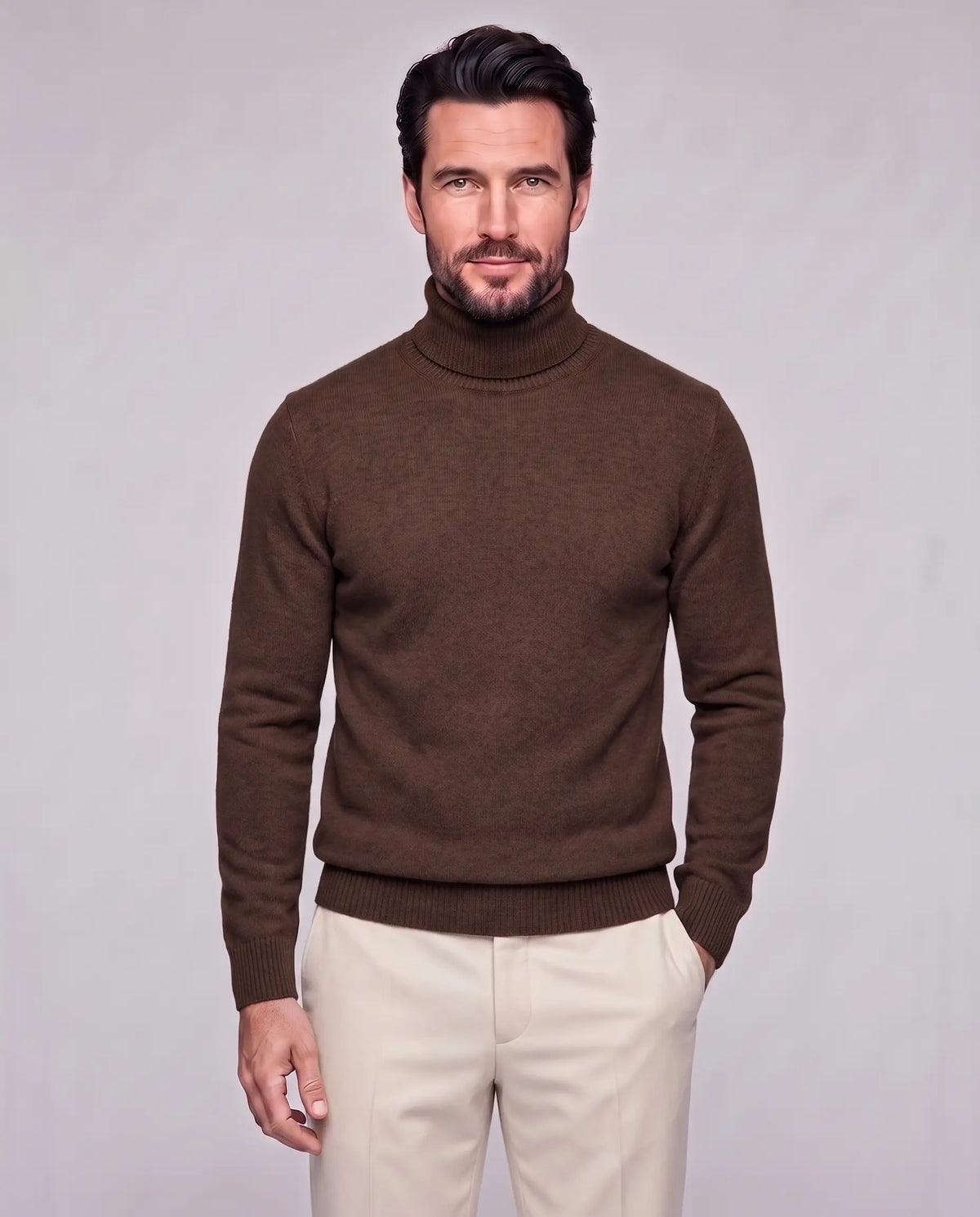 Edward | Men’s Knit Turtleneck Sweater | Roll Neck Jumper with Long Sleeves and Ribbed Cuffs-Men's Sweaters-Ellegamo
