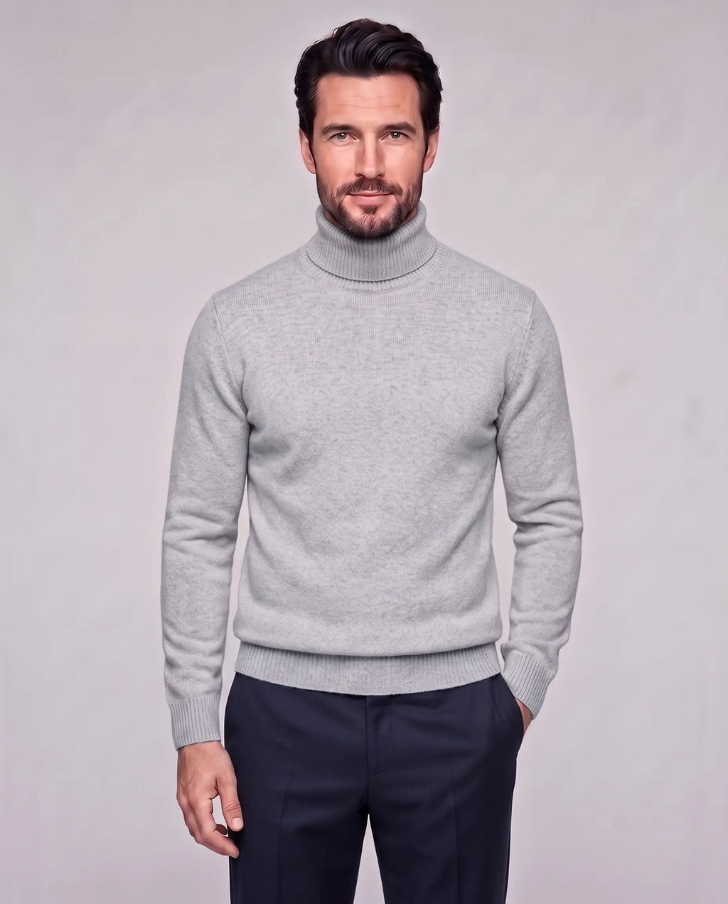 Edward | Men’s Knit Turtleneck Sweater | Roll Neck Jumper with Long Sleeves and Ribbed Cuffs-Men's Sweaters-Ellegamo