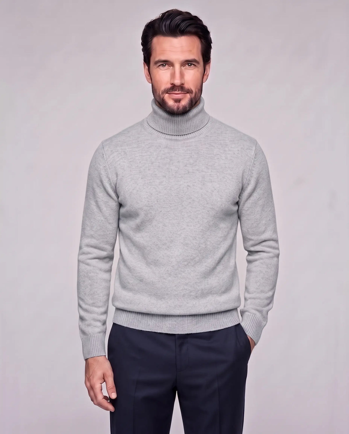 Edward | Men’s Knit Turtleneck Sweater | Roll Neck Jumper with Long Sleeves and Ribbed Cuffs-Men's Sweaters-Ellegamo