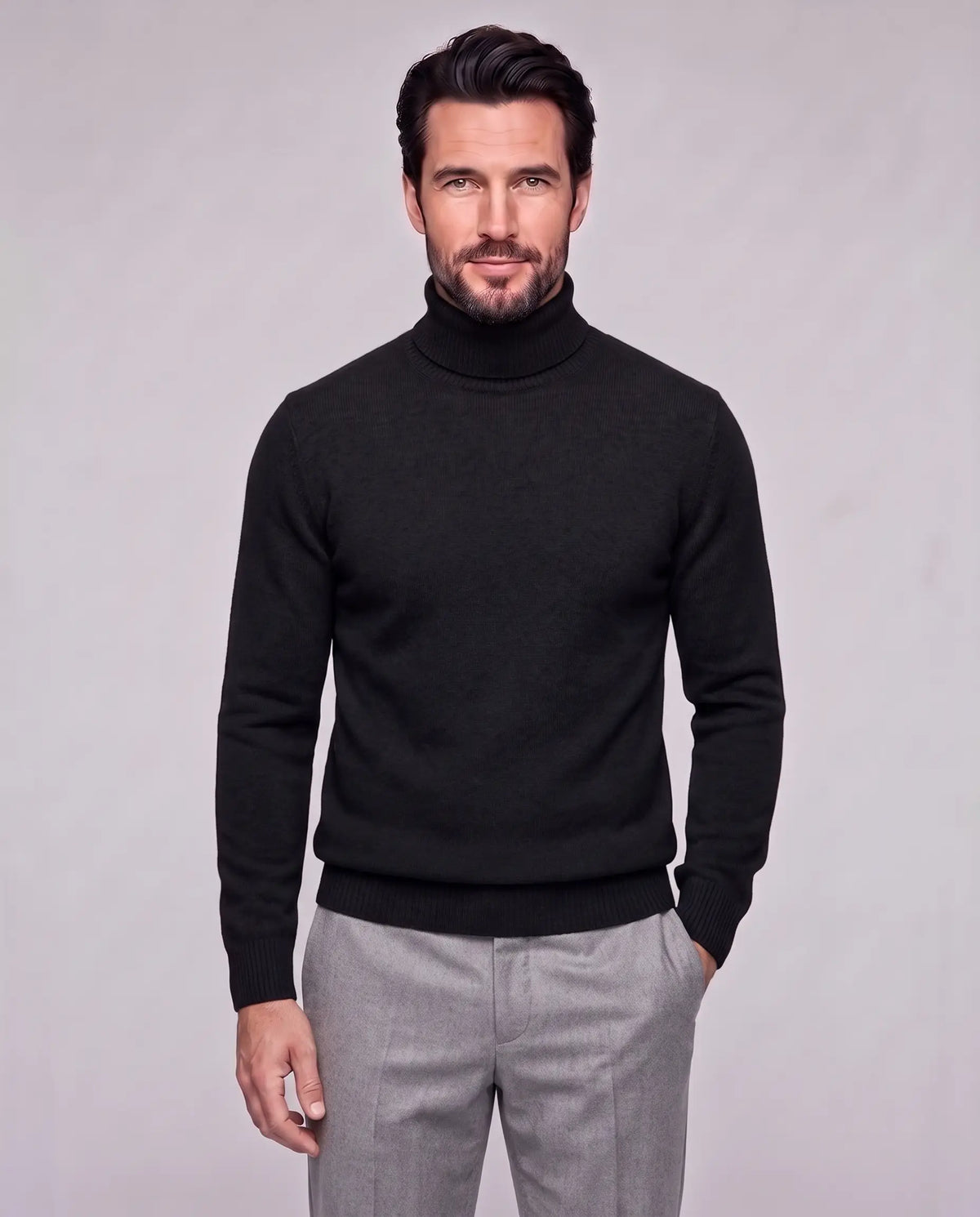 Edward | Men’s Knit Turtleneck Sweater | Roll Neck Jumper with Long Sleeves and Ribbed Cuffs-Men's Sweaters-Ellegamo