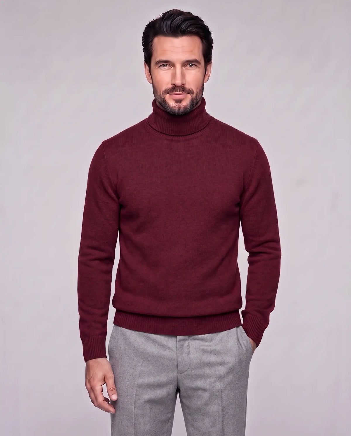 Edward | Men’s Knit Turtleneck Sweater | Roll Neck Jumper with Long Sleeves and Ribbed Cuffs-Men's Sweaters-Ellegamo
