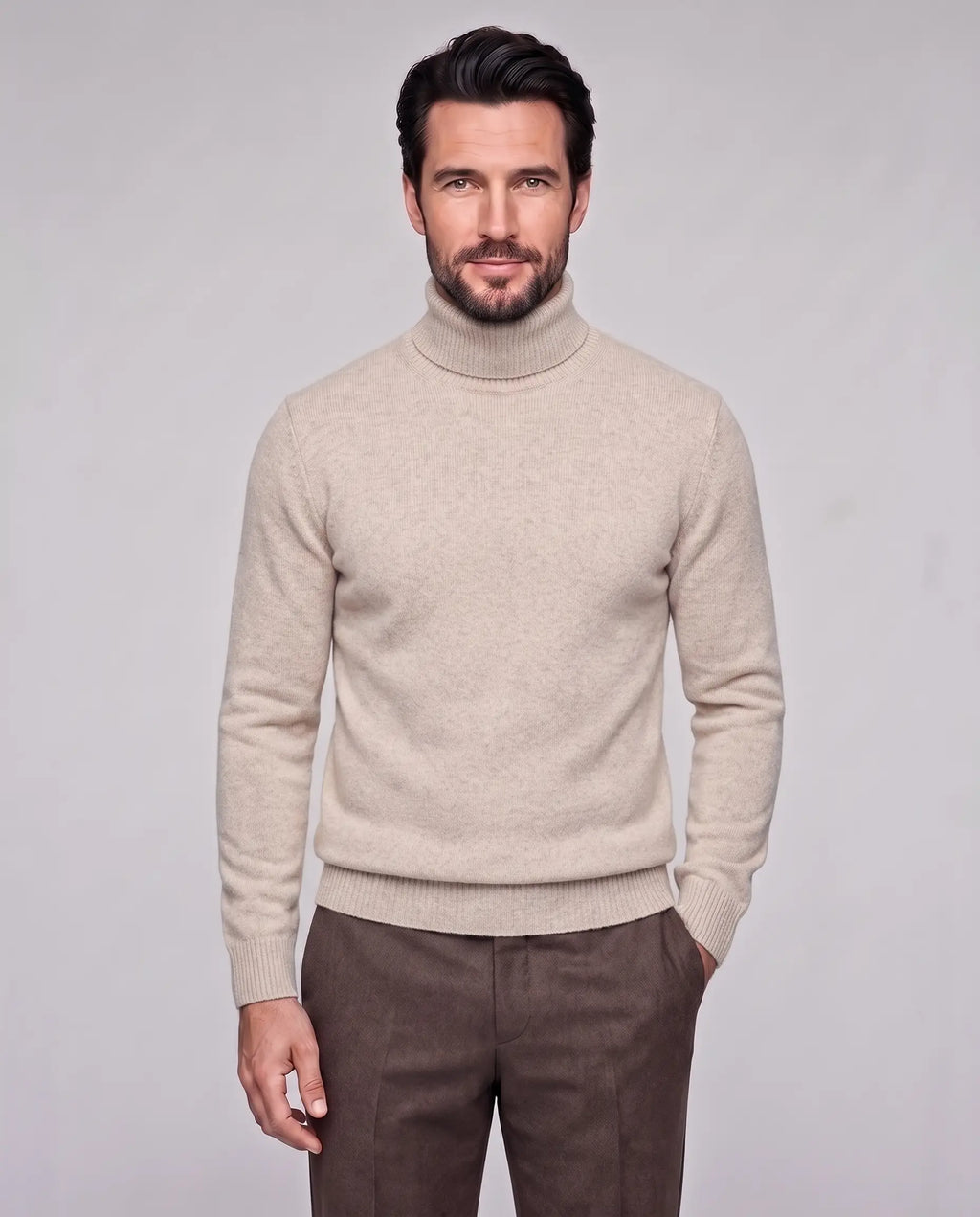 Edward | Men’s Knit Turtleneck Sweater | Roll Neck Jumper with Long Sleeves and Ribbed Cuffs-Men's Sweaters-Ellegamo