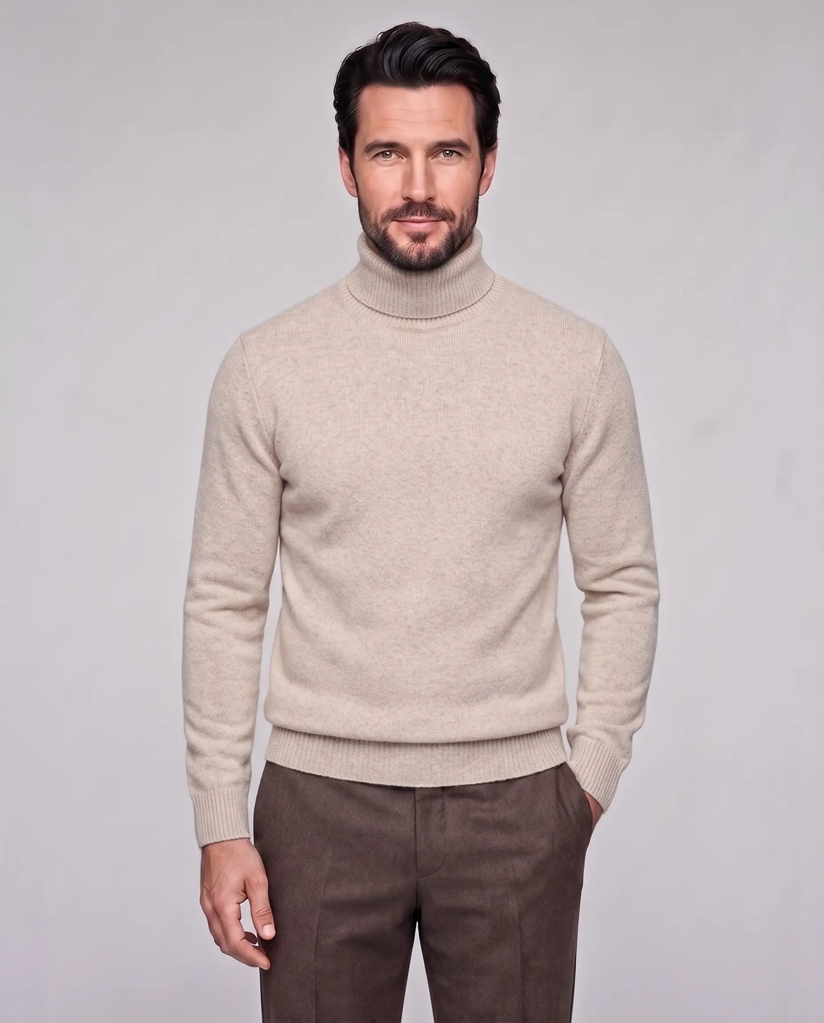 Edward | Men’s Knit Turtleneck Sweater | Roll Neck Jumper with Long Sleeves and Ribbed Cuffs-Men's Sweaters-Ellegamo