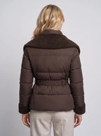 Eleanor | Women’s Puffer Jacket | Belted Quilted Coat with Textured Collar and Cuffs-Puffer Jackets-Ellegamo