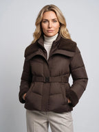 Eleanor | Women’s Puffer Jacket | Belted Quilted Coat with Textured Collar and Cuffs-Puffer Jackets-Ellegamo