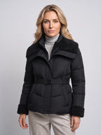 Eleanor | Women’s Puffer Jacket | Belted Quilted Coat with Textured Collar and Cuffs-Puffer Jackets-Ellegamo
