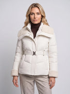 Eleanor | Women’s Puffer Jacket | Belted Quilted Coat with Textured Collar and Cuffs-Puffer Jackets-Ellegamo