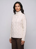 Florence | Women’s Cable Knit Sweater | Roll Neck Pullover Jumper with Long Sleeves-Women's Sweater-Ellegamo