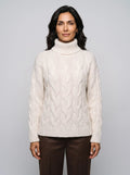 Florence | Women’s Cable Knit Sweater | Roll Neck Pullover Jumper with Long Sleeves-Women's Sweater-Ellegamo