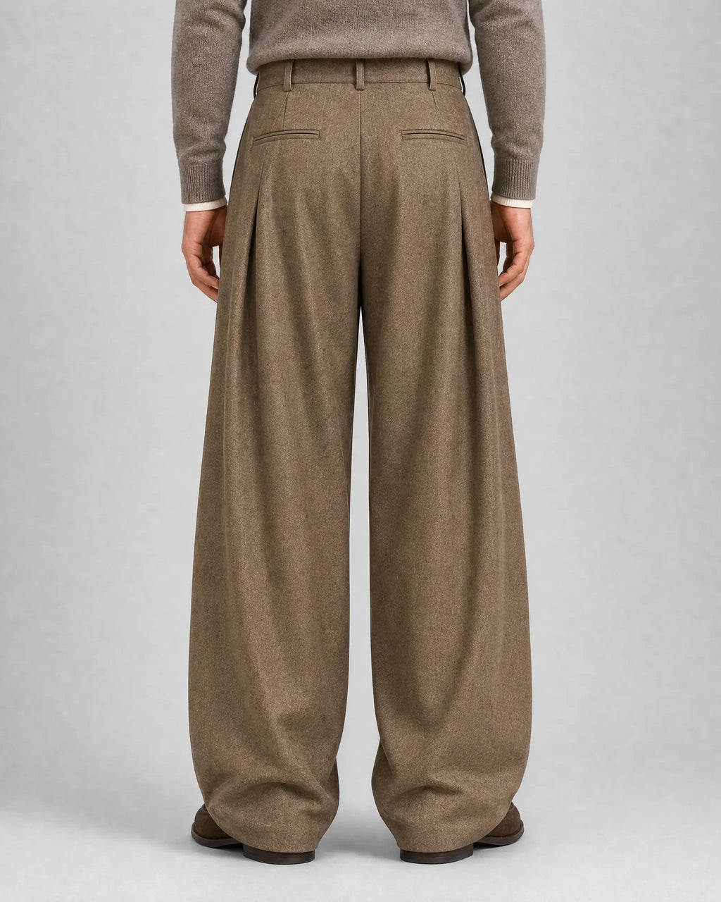 Frederick | Men’s High-Waisted Wide-Leg Pleated Trousers | Smart Trousers with Belt Loops and Full-Length Legs-Men's Bottoms-Ellegamo