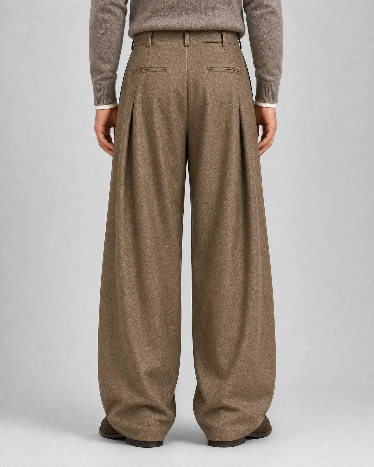 Frederick | Men’s High-Waisted Wide-Leg Pleated Trousers | Smart Trousers with Belt Loops and Full-Length Legs-Men's Bottoms-Ellegamo