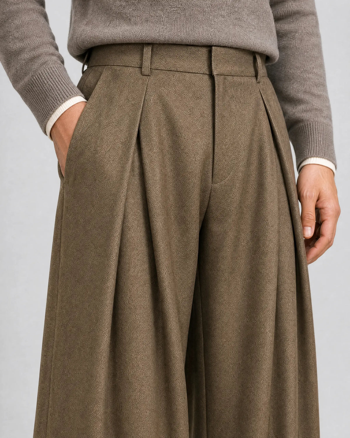 Frederick | Men’s High-Waisted Wide-Leg Pleated Trousers | Smart Trousers with Belt Loops and Full-Length Legs-Men's Bottoms-Ellegamo