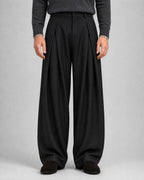 Frederick | Men’s High-Waisted Wide-Leg Pleated Trousers | Smart Trousers with Belt Loops and Full-Length Legs-Men's Bottoms-Ellegamo