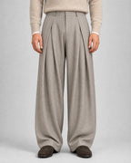 Frederick | Men’s High-Waisted Wide-Leg Pleated Trousers | Smart Trousers with Belt Loops and Full-Length Legs-Men's Bottoms-Ellegamo