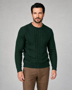 George | Men’s Cable Knit Sweater | Pullover Jumper with Crew Neck and Ribbed Cuffs-Men's Sweaters-Ellegamo