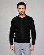 George | Men’s Cable Knit Sweater | Pullover Jumper with Crew Neck and Ribbed Cuffs-Men's Sweaters-Ellegamo