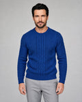 George | Men’s Cable Knit Sweater | Pullover Jumper with Crew Neck and Ribbed Cuffs-Men's Sweaters-Ellegamo