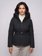 Harriet | Women’s Quilted Jacket | Belted Puffer Jacket with Hood and Zip Front-Puffer Jackets-Ellegamo