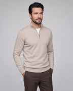 Henry | Men’s Quarter Zip Knit Sweater | Pullover Jumper with Stand Collar and Ribbed Cuffs-Men's Sweaters-Ellegamo