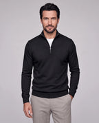 Henry | Men’s Quarter Zip Knit Sweater | Pullover Jumper with Stand Collar and Ribbed Cuffs-Men's Sweaters-Ellegamo