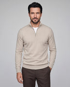 Henry | Men’s Quarter Zip Knit Sweater | Pullover Jumper with Stand Collar and Ribbed Cuffs-Men's Sweaters-Ellegamo