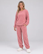 Holly | Women’s Pyjama Set | Textured Loungewear Set with Long Sleeves and Cuffed Trousers-Women's Set-Ellegamo