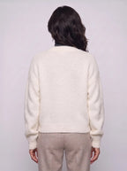 Imogen | Women’s Fluffy Knit Cardigan | Button-Up Knitwear with V-Neck and Long Sleeves-Women's Cardigan-Ellegamo