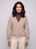 Imogen | Women’s Fluffy Knit Cardigan | Button-Up Knitwear with V-Neck and Long Sleeves-Women's Cardigan-Ellegamo