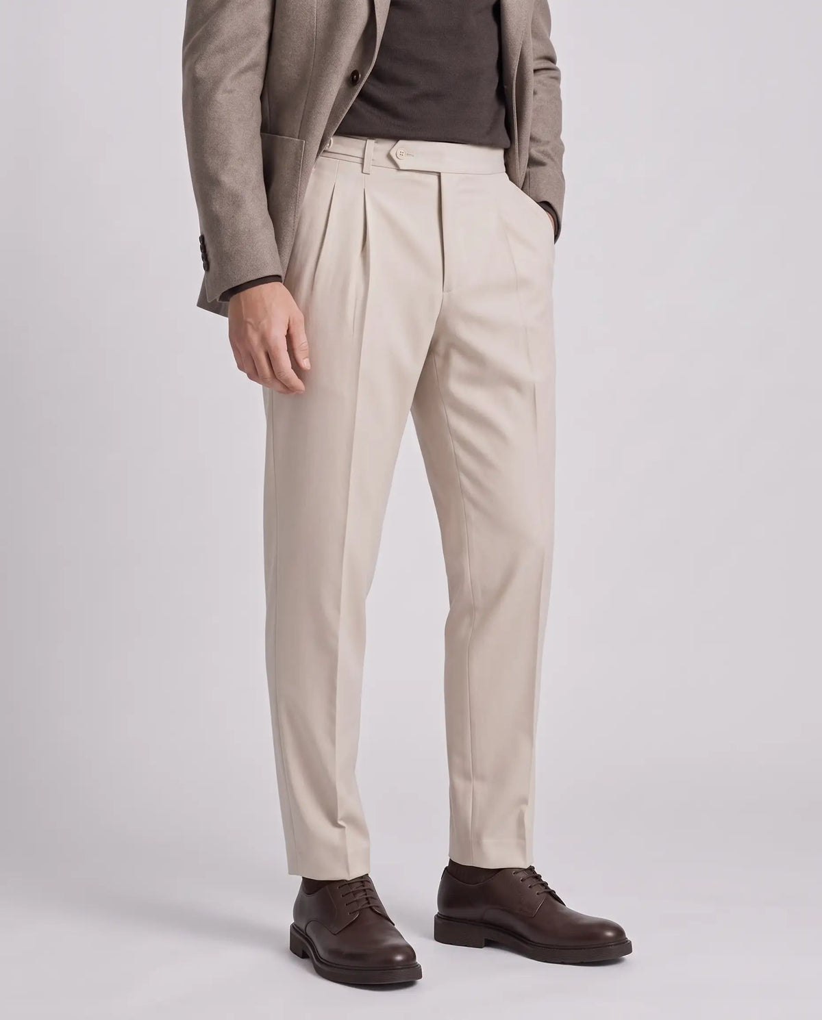 James | Men’s Tailored Fit Trousers | Smart Trousers with Front Pleats and Tapered Legs-Men's Bottoms-Ellegamo