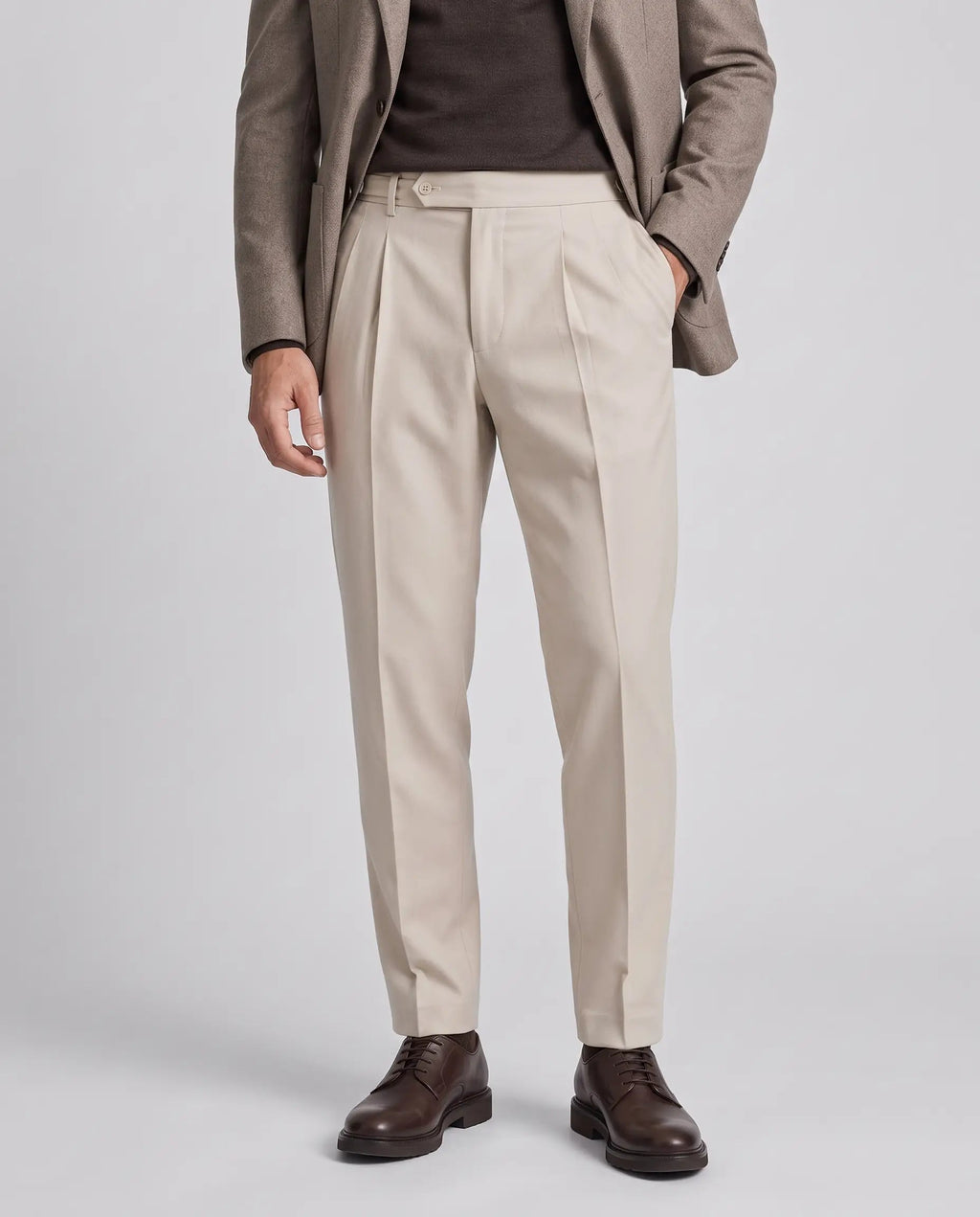 James | Men’s Tailored Fit Trousers | Smart Trousers with Front Pleats and Tapered Legs-Men's Bottoms-Ellegamo
