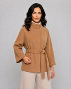 Lydia | Women’s Belted Cape Jacket | Short Coat with Stand Collar and Wide Sleeves-Women's Coats & Jackets-Ellegamo