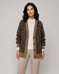 Matilda | Women’s Leopard Knit Cardigan | Animal Print Knitwear with V-Neck and Button Front-Women's Cardigan-Ellegamo