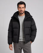 Oliver | Men’s Puffer Jacket | Quilted Coat with Hood and Contrast Panels-Men's Puffer Jacket-Ellegamo