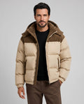 Oliver | Men’s Puffer Jacket | Quilted Coat with Hood and Contrast Panels-Men's Puffer Jacket-Ellegamo