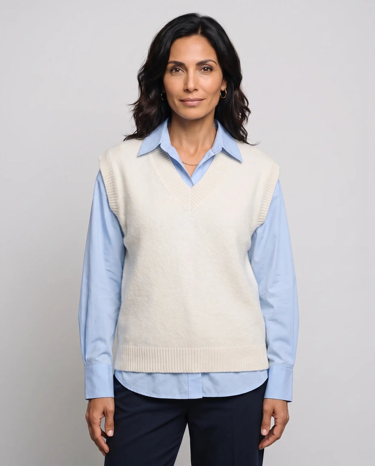 Phoebe | Women’s Sweater Vest | Knitted Tank Top with V-Neck and Ribbed Hem-Women's Sweater-Ellegamo