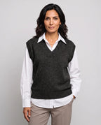Phoebe | Women’s Sweater Vest | Knitted Tank Top with V-Neck and Ribbed Hem-Women's Sweater-Ellegamo