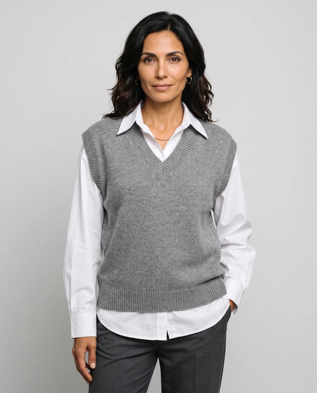 Phoebe | Women’s Sweater Vest | Knitted Tank Top with V-Neck and Ribbed Hem-Women's Sweater-Ellegamo